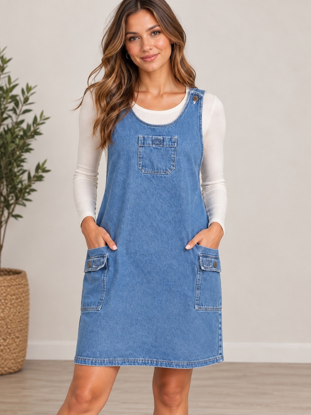 Vintage denim overall dress